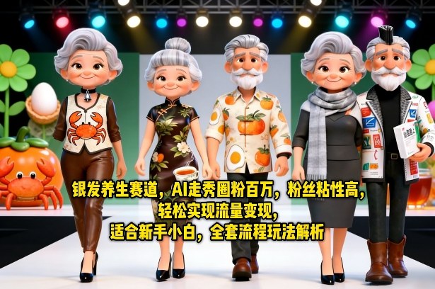 银发养生赛道，AI走秀圈粉百万，粉丝粘性高，轻松实现流量变现，适合新手小白，全套流程玩法解析-黑斯坦丁项目网