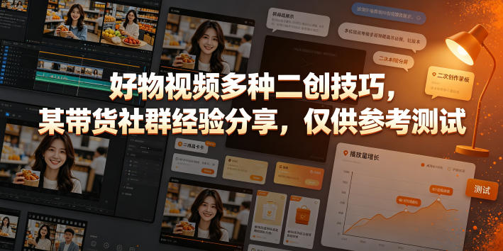 好物视频多种二创技巧，某带货社群经验分享，仅供参考测试-黑斯坦丁项目网