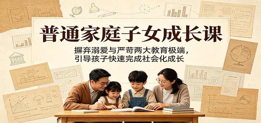 普通家庭子女成长课：摒弃溺爱与严苛两大教育极端，引导孩子快速完成社会化成长-黑斯坦丁项目网