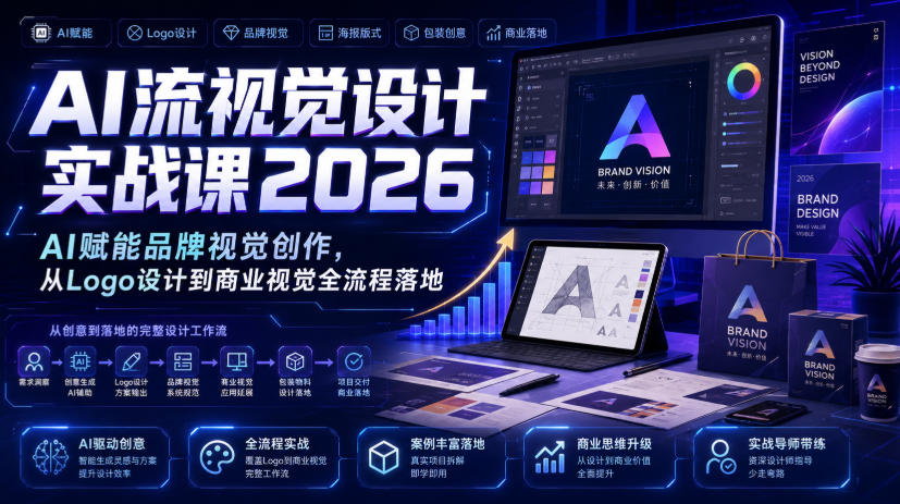 AI流视觉设计实战课2026：AI赋能品牌视觉创作，从Logo设计到商业视觉全流程落地-黑斯坦丁项目网
