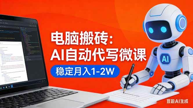 (17582期)电脑搬砖:AI自动代写微课,稳定月入1-2W,提供接单渠道,0门槛小白可做!-黑斯坦丁项目网
