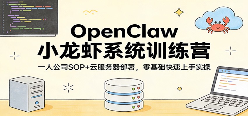 OpenClaw小龙虾系统训练营：一人公司SOP，云服务器部署，零基础快速上手实操-黑斯坦丁项目网
