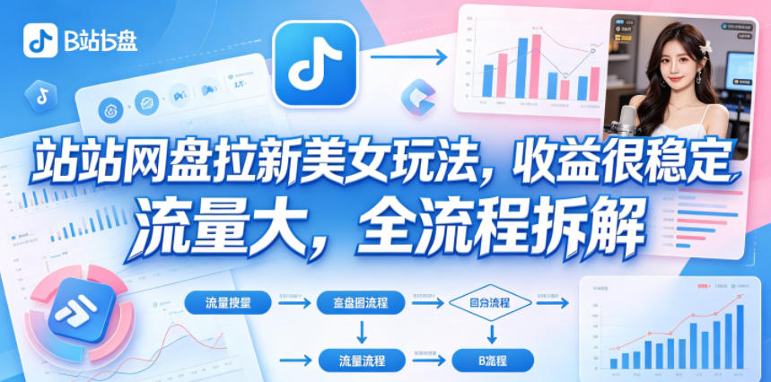 B站网盘拉新美女玩法，收益很稳定，流量大，全流程拆解-黑斯坦丁项目网