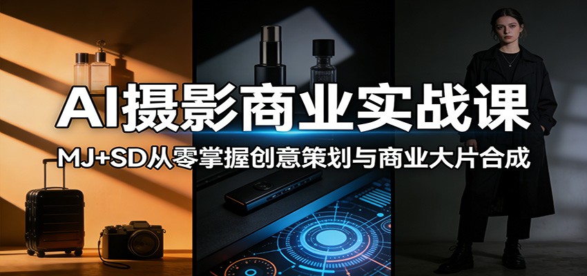 AI摄影商业实战课：MJ+SD从零掌握创意策划与商业大片合成-黑斯坦丁项目网