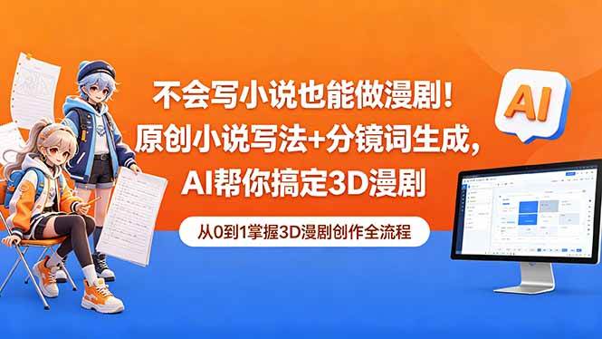 （18512期）不会写小说也能做漫剧！原创小说写法+分镜词生成，AI帮你搞定3D漫剧-黑斯坦丁项目网