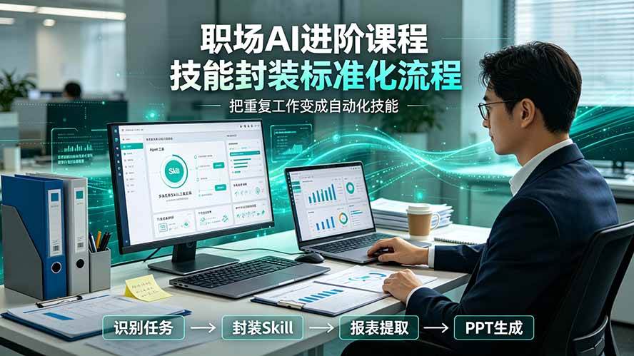 （19369期）职场AI进阶课程；多类实用Skill工具实操，专属技能封装标准化流程，报表行业报告一键提取核心内容-黑斯坦丁项目网