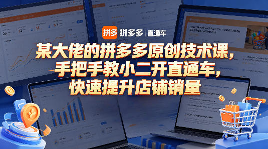 某大佬的拼多多原创技术课，手把手教小二开直通车，快速提升店铺销量-黑斯坦丁项目网