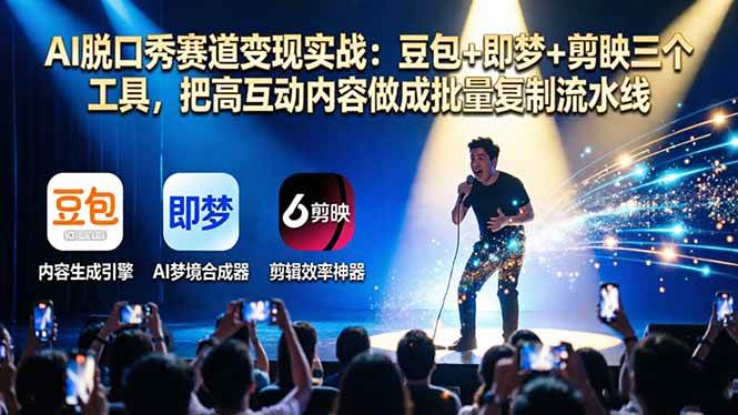 （17990期）AI脱口秀赛道变现实战：豆包+即梦+剪映三个工具，把高互动内容做成批量复制流水线-黑斯坦丁项目网