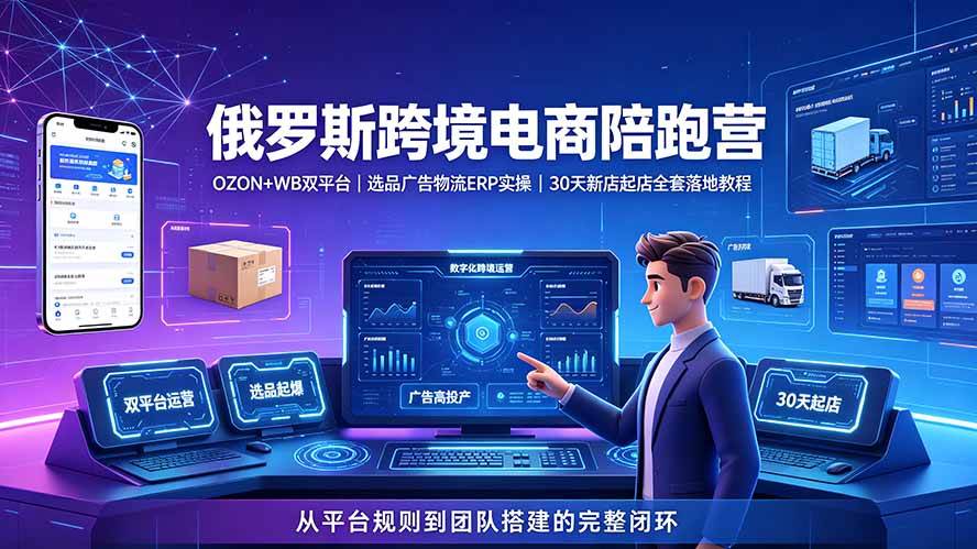 （19371期）2026俄罗斯跨境电商陪跑营：OZON+WB双平台｜选品广告物流ERP实操｜30天新店起店全套落地教程-黑斯坦丁项目网