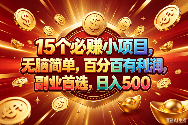 （19143期）15个必赚的小项目，百分百赚元子，无脑简单，副业首选，日入500+-黑斯坦丁项目网