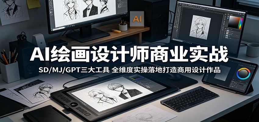 AI绘画设计师商业实战：SD/MJ/GPT三大工具，全维度实操落地打造商用设计作品-黑斯坦丁项目网