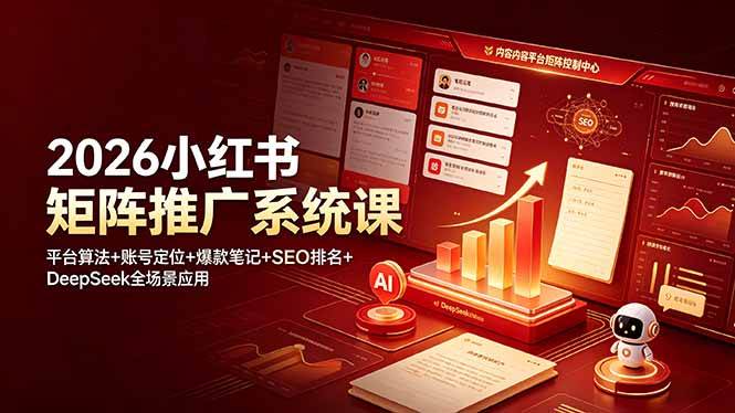 （19129期）2026小红书矩阵推广系统课：平台算法+账号定位+爆款笔记+SEO排名+DeepSeek全场景应用-黑斯坦丁项目网