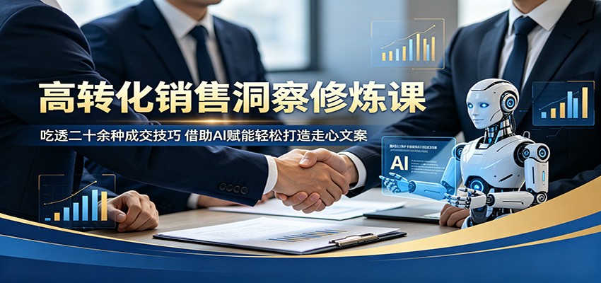 高转化销售洞察修炼课：吃透二十余种成交技巧，借助AI赋能轻松打造走心文案-黑斯坦丁项目网