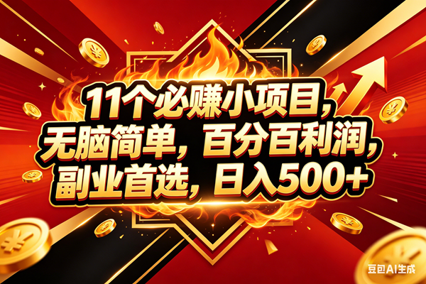 （18189期）11个必赚米小项目，百分百赚米，无脑简单，副业首选，日入500+-黑斯坦丁项目网