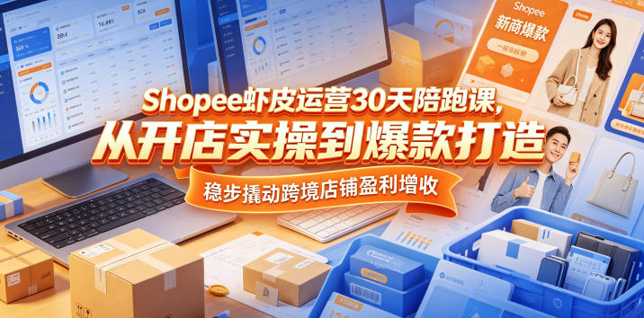 Shopee虾皮运营30天陪跑课，从开店实操到爆款打造，稳步撬动跨境店铺盈利增收-黑斯坦丁项目网