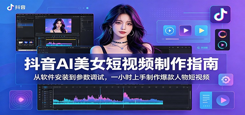 抖音AI美女短视频制作指南：从软件安装到参数调试，一小时上手制作爆款人物短视频-黑斯坦丁项目网