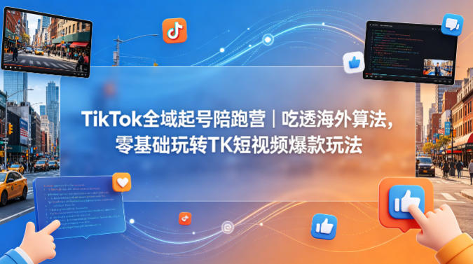 TikTok全域起号陪跑营｜吃透海外算法，零基础玩转TK短视频爆款玩法-黑斯坦丁项目网