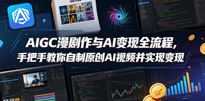 AIGC漫剧创作与AI变现全流程，手把手教你自制原创AI视频并实现变现-黑斯坦丁项目网