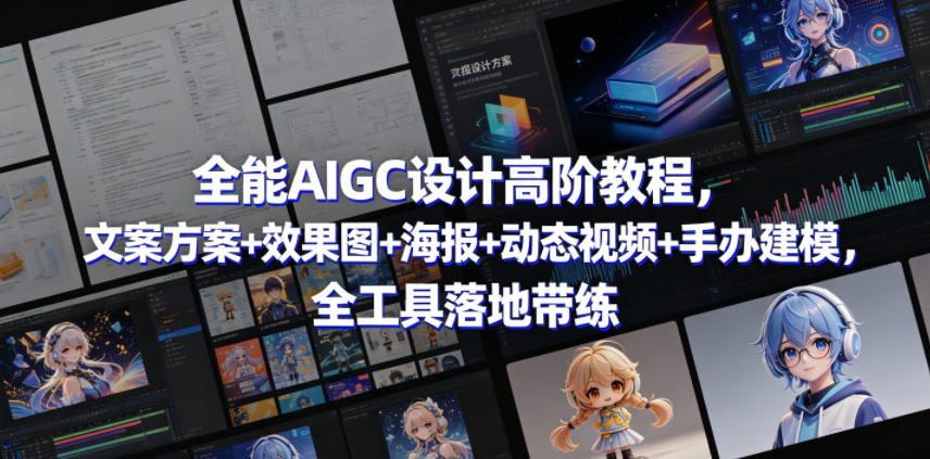 全能AIGC设计高阶教程，文案方案+效果图+海报+动态视频+手办建模，全工具落地带练-黑斯坦丁项目网