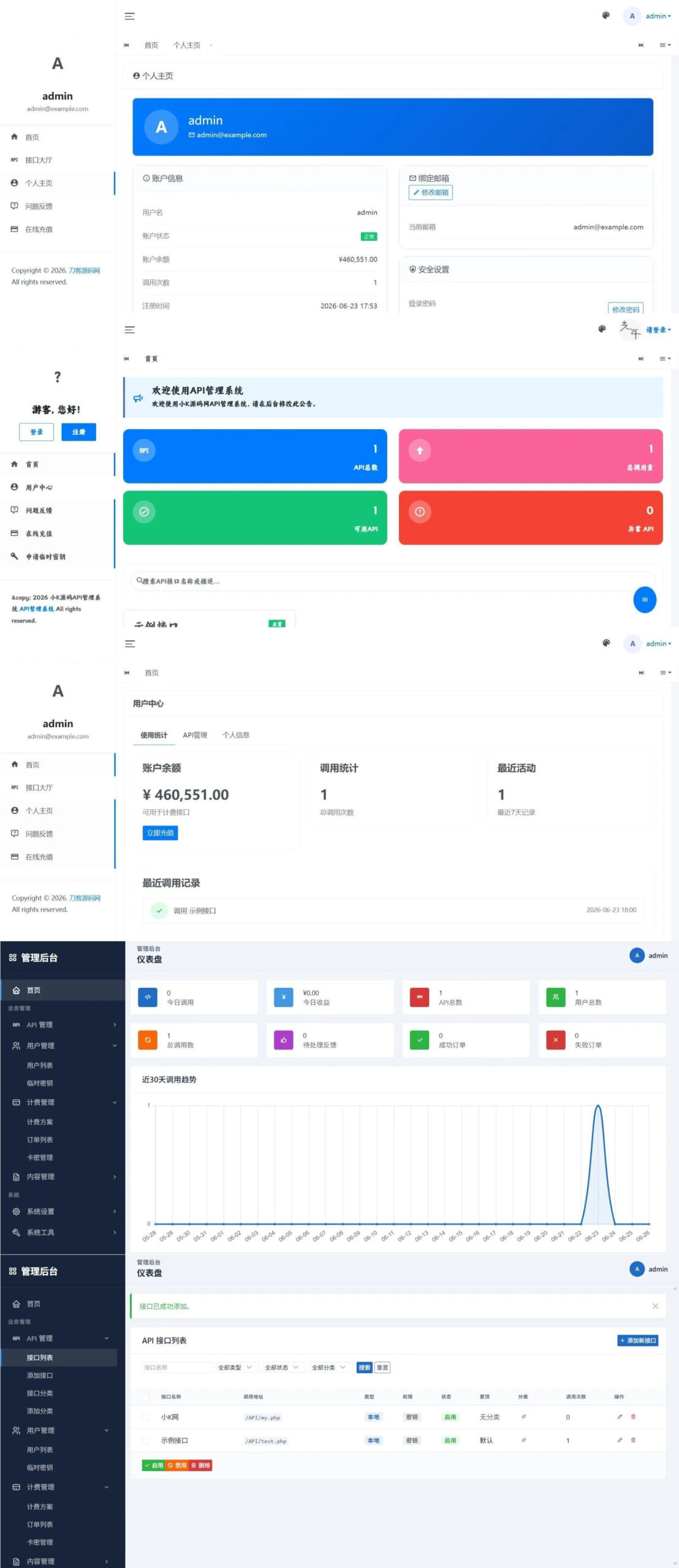 最新更新API管理系统源码 API计费 全开源-黑斯坦丁项目网