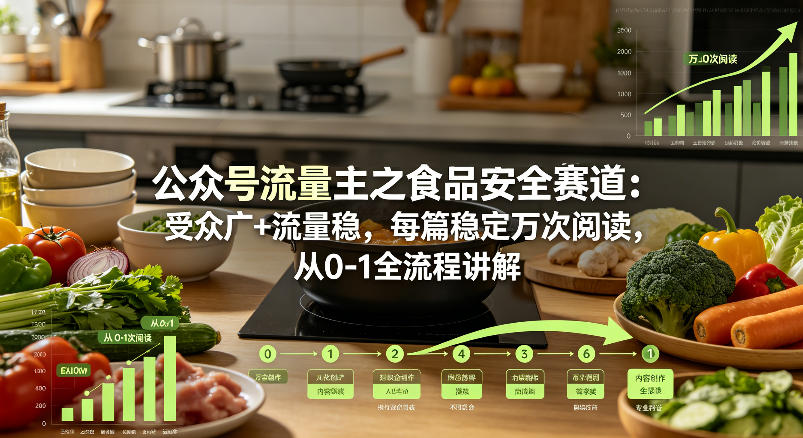 公众号流量主之食品安全赛道，受众广+流量稳，每篇作品稳定万次阅读，从0-1全流程讲解-黑斯坦丁项目网