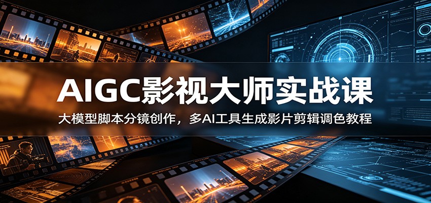 AIGC影视大师实战课：大模型脚本分镜创作，多AI工具生成影片剪辑调色教程-黑斯坦丁项目网