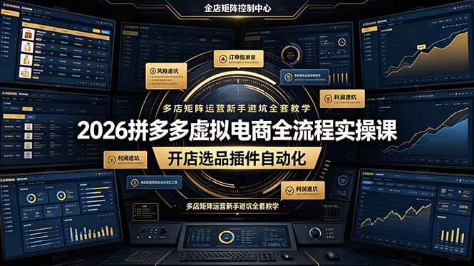 （19136期）2026拼多多虚拟电商全流程实操课，开店选品插件自动化，多店矩阵运营新手避坑全套教学-黑斯坦丁项目网