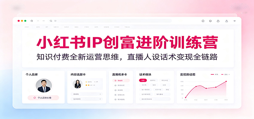 小红书IP创富进阶训练营：知识付费全新运营思维，直播人设话术变现全链路-黑斯坦丁项目网