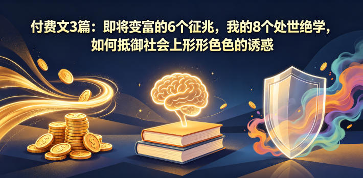 付费文3篇：即将变富的6个征兆，我的8个处世绝学，如何抵御社会上形形色色的诱惑-黑斯坦丁项目网