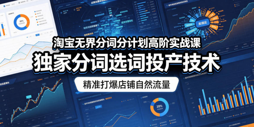 淘宝无界分词分计划高阶实战课，独家分词选词投产技术，精准打爆店铺自然流量-黑斯坦丁项目网