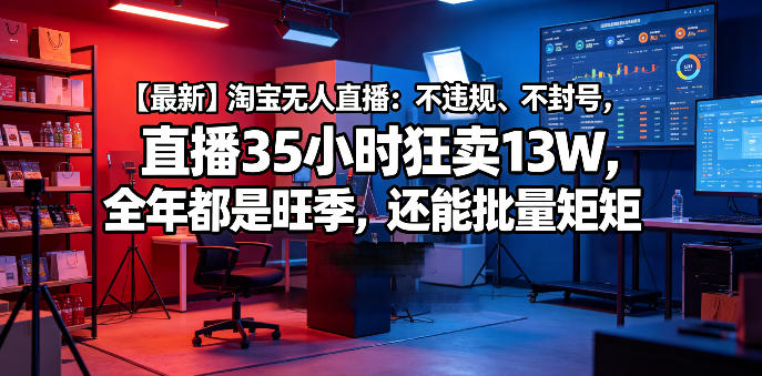 【最新】淘宝无人直播：不违规、不封号，直播35小时狂卖13W，全年都是旺季，还能批量矩阵操作【揭秘】-黑斯坦丁项目网
