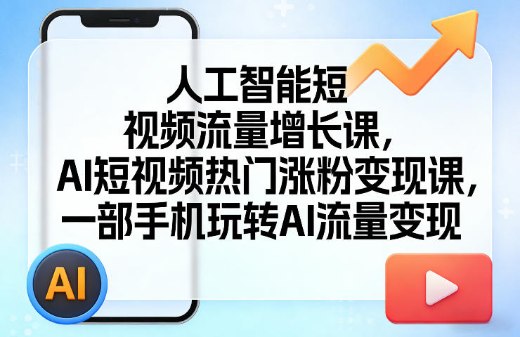 人工智能短视频流量增长课,AI短视频热门涨粉变现课,一部手机玩转AI流量变现-黑斯坦丁项目网