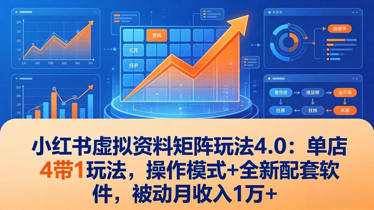小红书虚拟资料矩阵玩法4.0：单店4带1玩法，操作模式+全新配套软件，被动月收入1万+-黑斯坦丁项目网