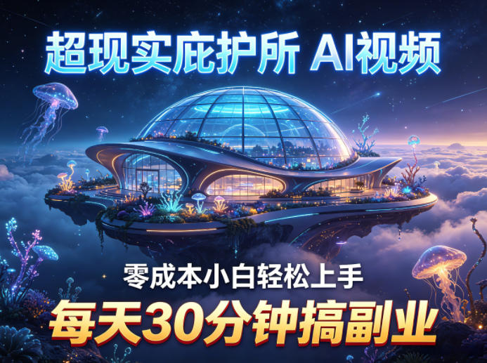 超现实庇护所AI视频项目拆解，零成本小白轻松上手，每天30分钟搞副业-黑斯坦丁项目网