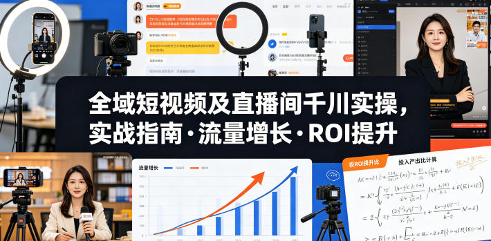 全域短视频及直播间千川实操，实战指南·流量增长·ROI提升-黑斯坦丁项目网