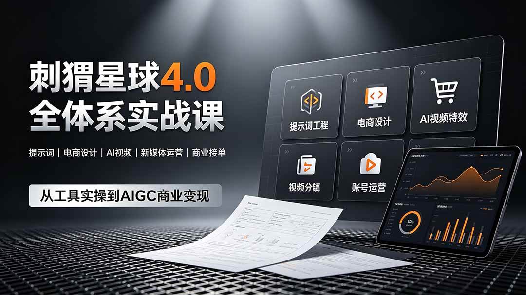 （19224期）刺猬星球4.0全体系实战课，覆盖提示词工程、电商设计、AI视频特效与新媒体运营，一站式掌握AIGC商业核心技能-黑斯坦丁项目网
