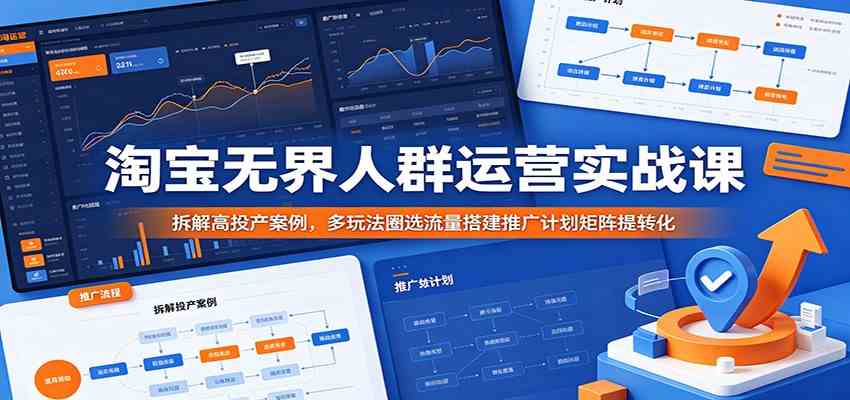 淘宝无界人群运营实战课：拆解高投产案例，多玩法圈选流量搭建推广计划矩阵提转化-黑斯坦丁项目网