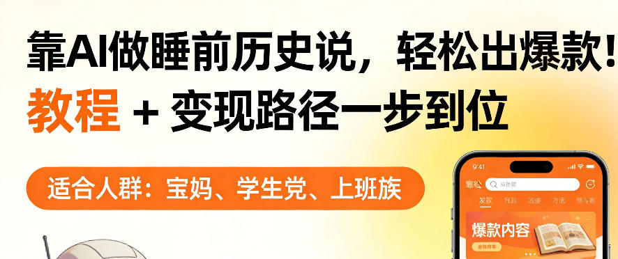 靠AI做睡前历史解说,轻松出爆款!教程+变现路径一步到位,单个视频收益1K+【揭秘】-黑斯坦丁项目网
