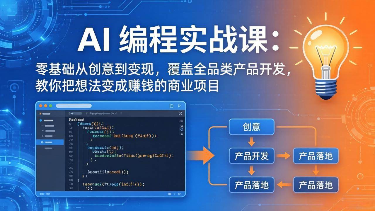 (18469期)AI编程实战课-第三期-5月9更新:零基础从创意到变现,覆盖全品类产品开发,把想法变成赚钱项目-黑斯坦丁项目网