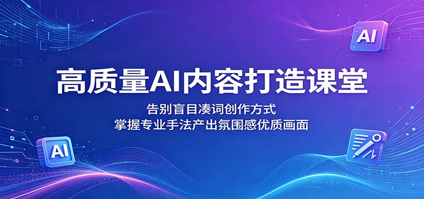 高质量AI内容打造课堂：告别盲目凑词创作方式，掌握专业手法产出氛围感优质画面-黑斯坦丁项目网