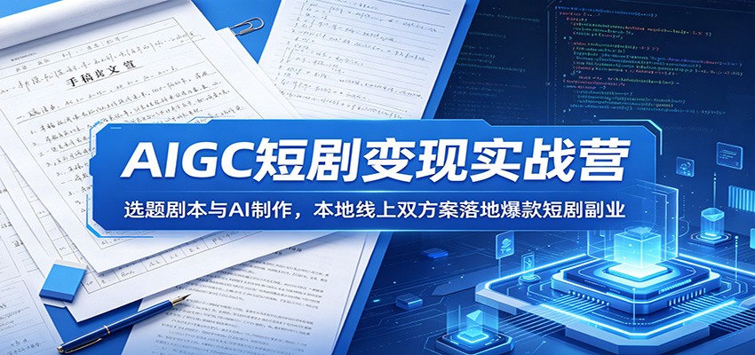 AIGC短剧变现实战营：选题剧本与AI制作，本地线上双方案落地爆款短剧副业-黑斯坦丁项目网