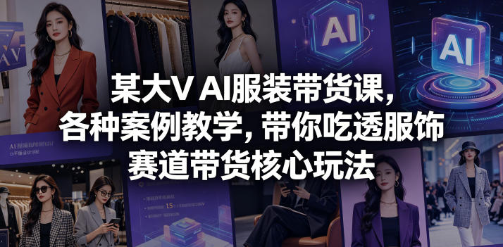 某大V AI服装带货课，各种案例教学，带你吃透服饰赛道带货核心玩法-黑斯坦丁项目网