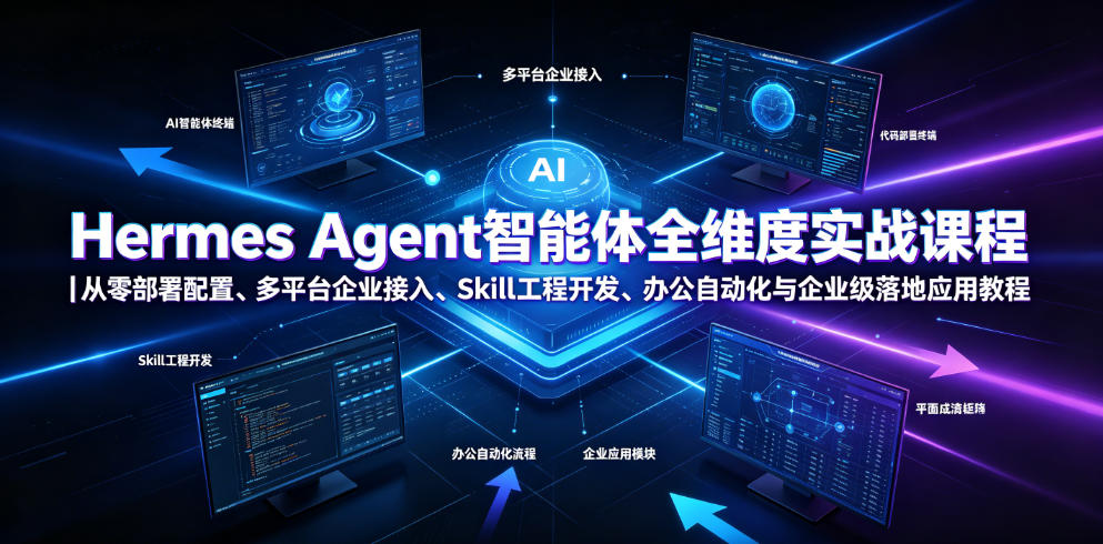Hermes Agent智能体全维度实战课程｜从零部署配置、多平台企业接入、Skill工程开发、办公自动化与企业级落地应用教程-黑斯坦丁项目网