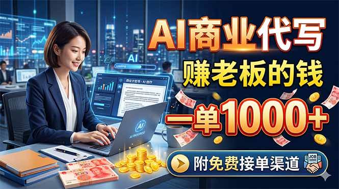 （18444期）AI商业代写，赚老板的钱，一单1000+，附免费接单渠道-黑斯坦丁项目网