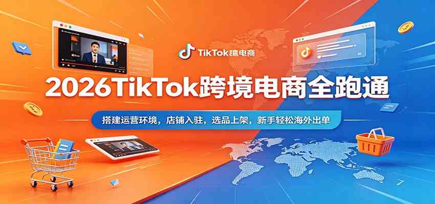 2026TikTok跨境电商全跑通：搭建运营环境，店铺入驻，选品上架，新手轻松海外出单-黑斯坦丁项目网