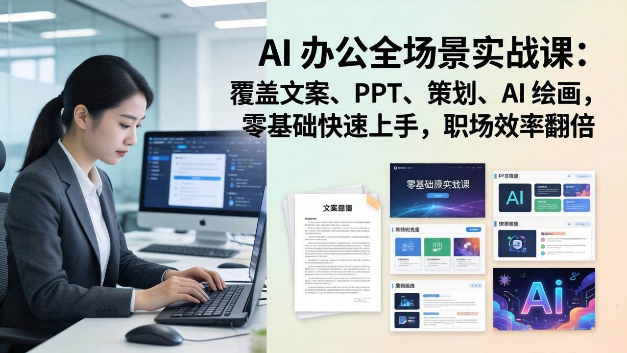 （17732期） AI 办公全场景实战课：覆盖文案、PPT、策划、AI 绘画，零基础快速上手，职场效率翻倍-黑斯坦丁项目网