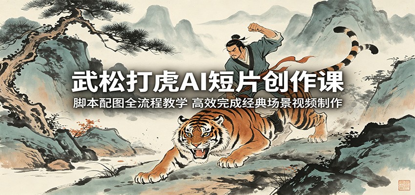 武松打虎AI短片创作课：脚本配图全流程教学，高效完成经典场景视频制作-黑斯坦丁项目网