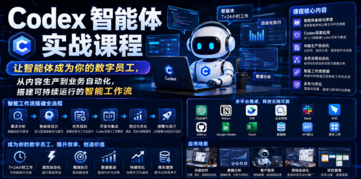 Codex智能体实战课程，让智能体成为你的数字员工，从内容生产到业务自动化，搭建可持续运行的智能工作流-黑斯坦丁项目网