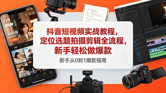 （18524期）抖音短视频实战教程，定位选题拍摄剪辑全流程，新手轻松做爆款-黑斯坦丁项目网
