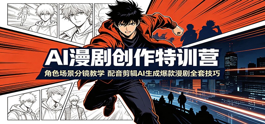 AI漫剧创作特训营：角色场景分镜教学，配音剪辑AI生成爆款漫剧全套技巧-黑斯坦丁项目网